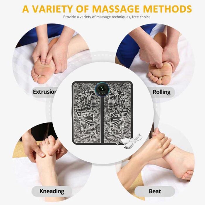 EMS Foot Massager Mat Portable Folding Feet Massage Pad Machine Electronic USB Rechargeable