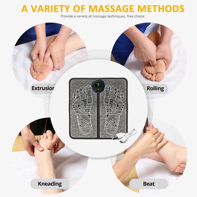 EMS Foot Massager Mat Portable Folding Feet Massage Pad Machine Electronic USB Rechargeable