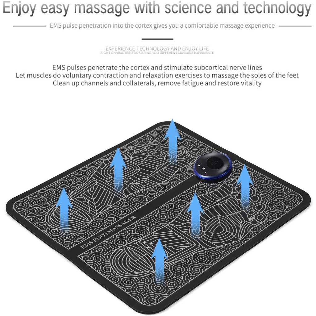 EMS Foot Massager Mat Portable Folding Feet Massage Pad Machine Electronic USB Rechargeable