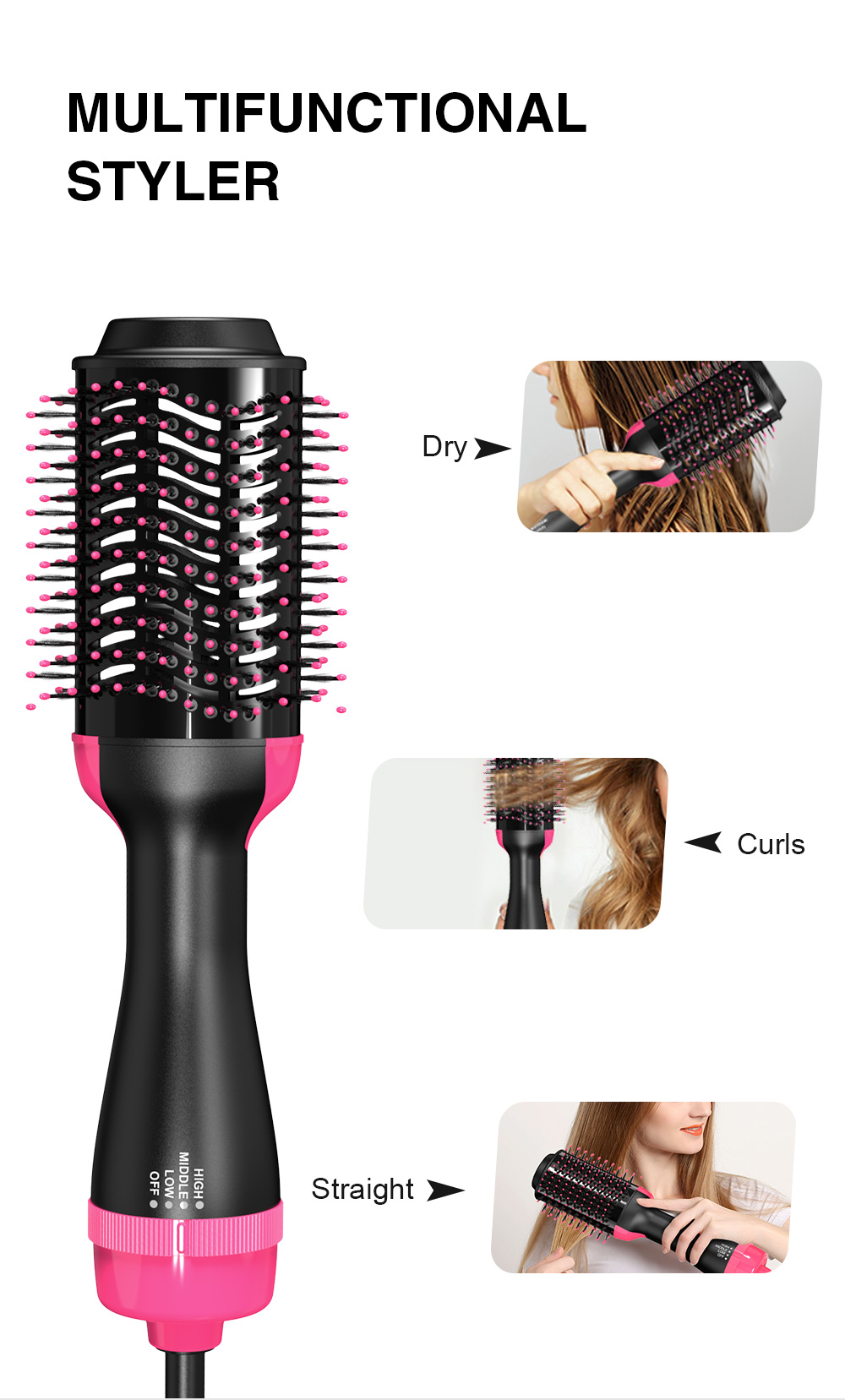 One Step Hot Air Brush Household Hair Dryer Brush & Volumizer Hair Curler Straightener Salon Hair Styling Tools